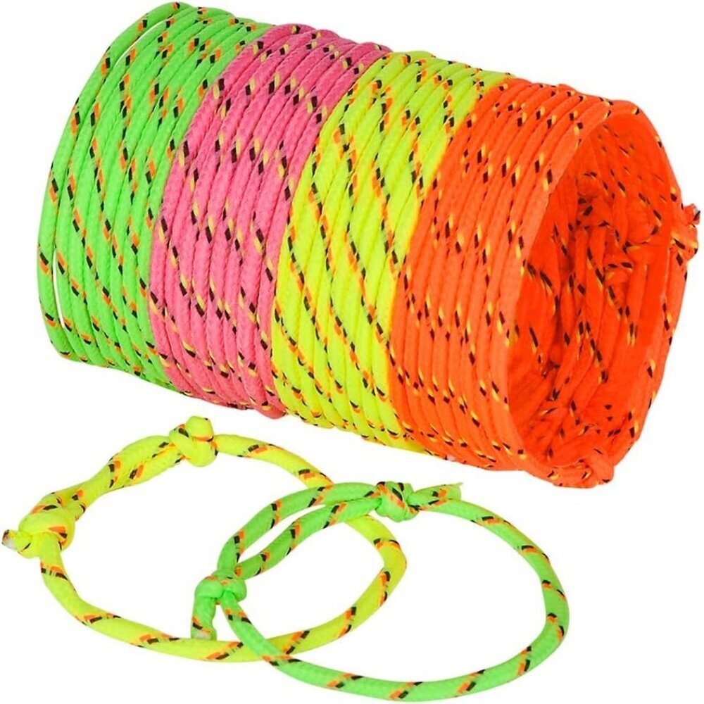 Friendship Bracelets for Kids - Pack of 144 Neon Adjustable Woven Rope Friendshi